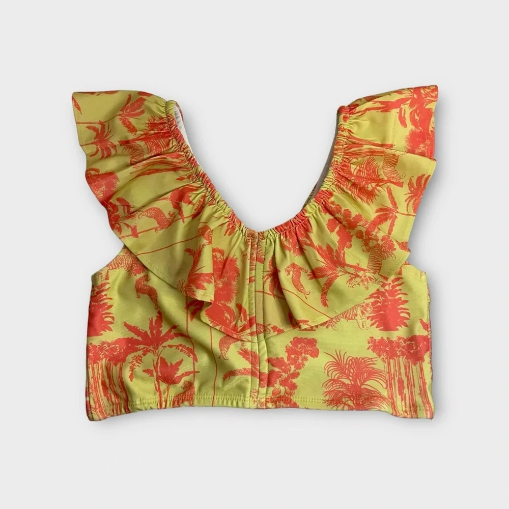 Kate Quinn Palm Tree Tiger Pattern Swim Top